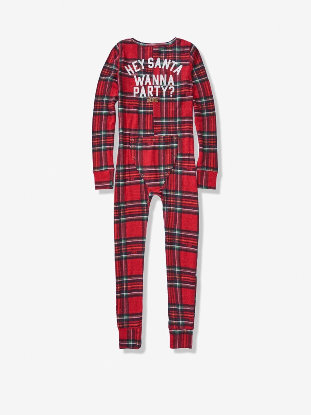 PINK Victoria's Secret Red Plaid One-Piece Pajama Romper